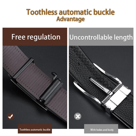 OYIFAN Men's Genuine Leather Automatic Buckle Ratchet Belt
