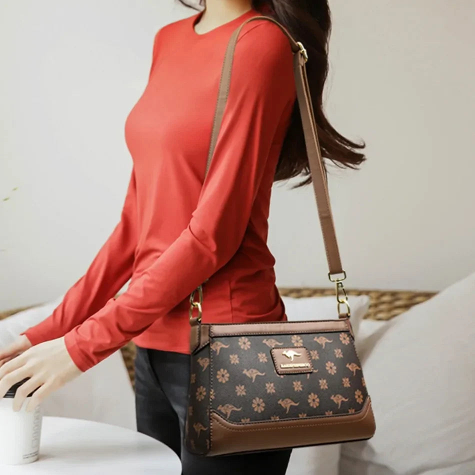 Luxury Designer Soft Leather Handbag for Women, Shoulder Crossbody Messenger Bag with Zipper