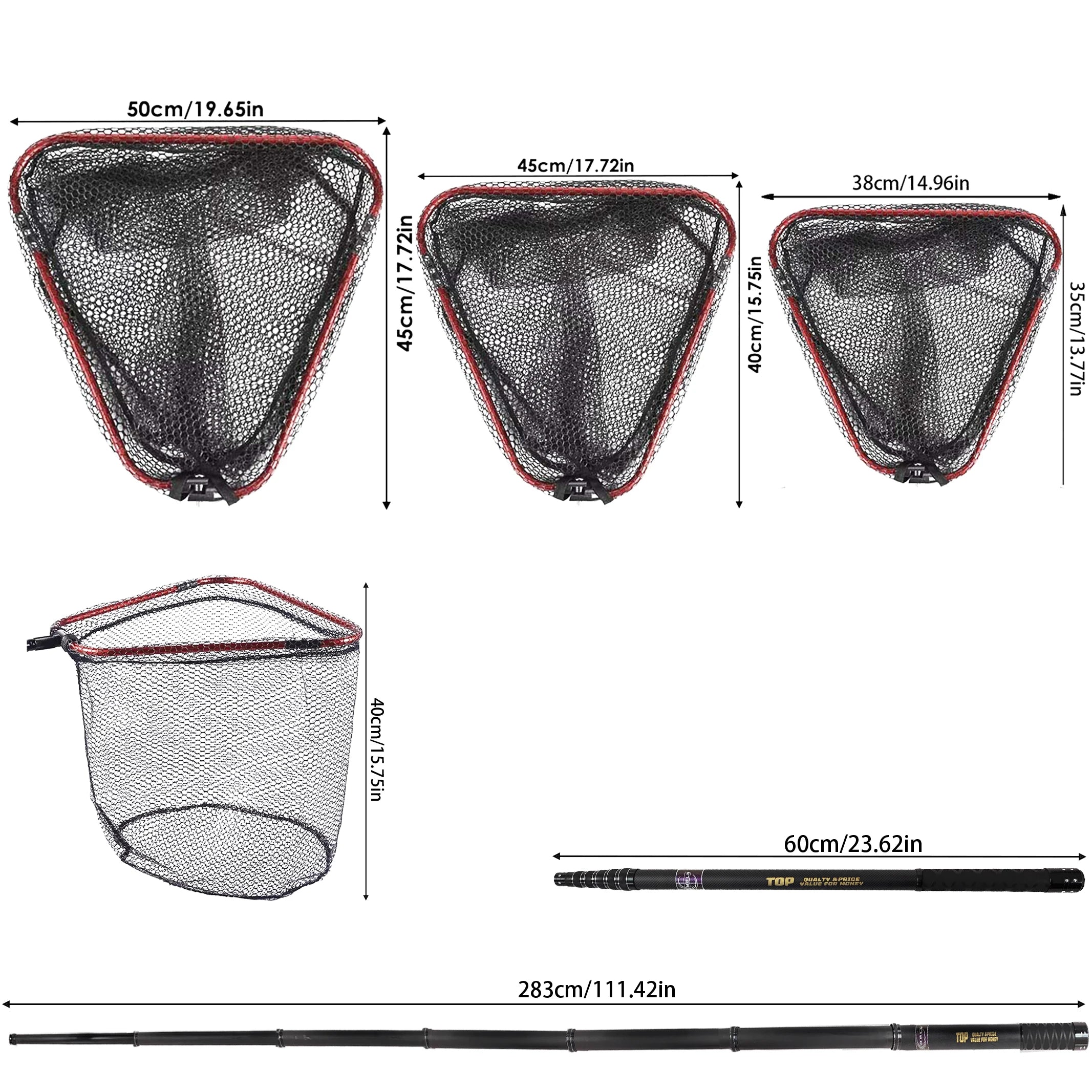 MBLN Portable Carbon Fiber Fishing Net with Retractable Alloy Head