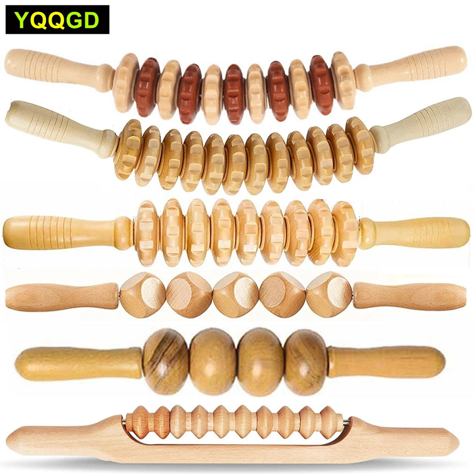 Wood Therapy Roller Gear Stick &ndash; High-Quality Natural Wood Massage Tool