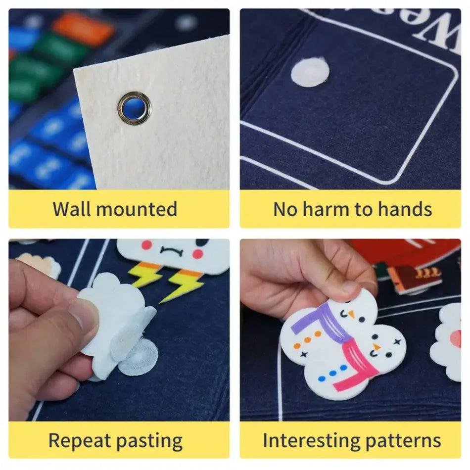 Calendar zilnic pentru sălile de clasă de grădiniță cu centrul de învățare My First Loop Time, grafic săptămânal pentru copii învățători