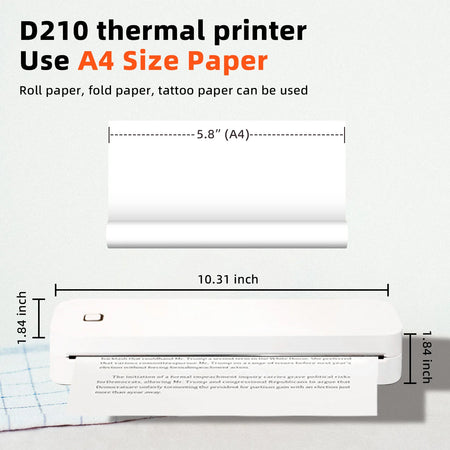 Bluetooth Thermal Inkless Printer A4 &ndash; Wireless Printer