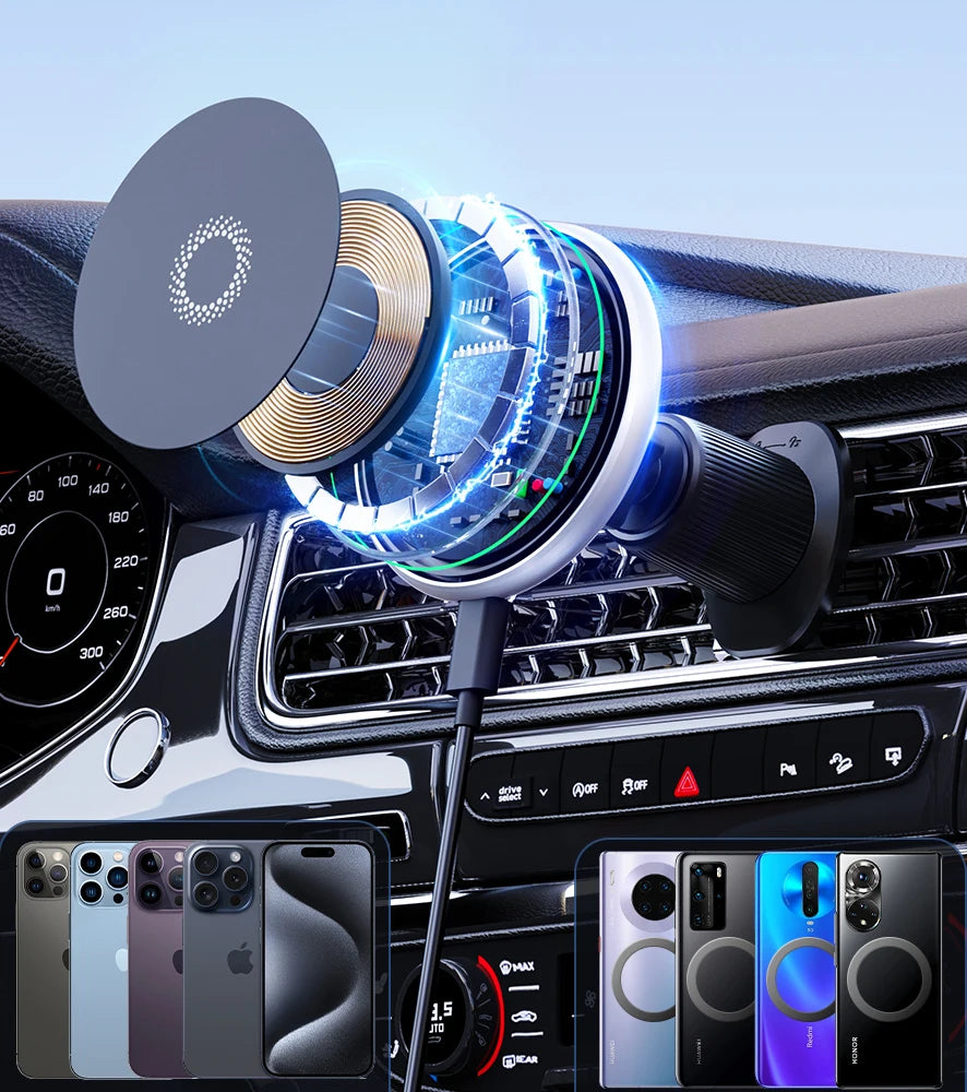 Biltelefonhållare Magnetisk Trådlös Laddare MagSafe Aluminium