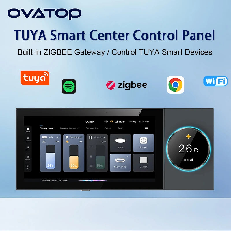 Ovatop Smart Home Control Panel - 6 Inch Touch Screen Zigbee Gateway &amp; Bluetooth Amplifier