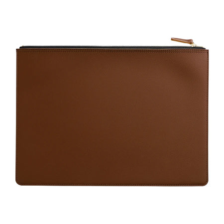 Premium Leather A4 Document Organizer &amp; Business Portfolio with Zipper Dark brown