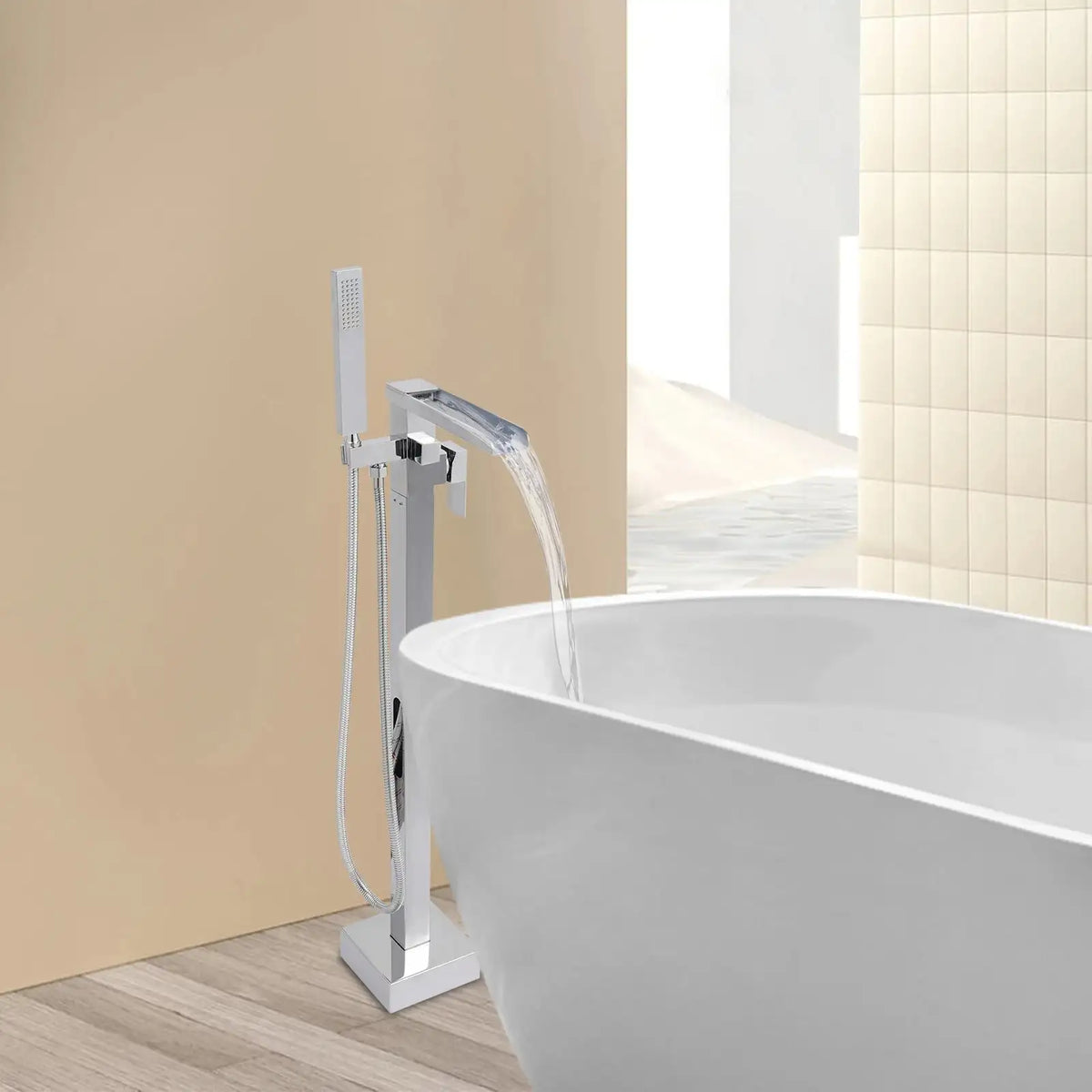 Freestanding Bath Tap &ndash; Waterfall Mixer With Hand Shower