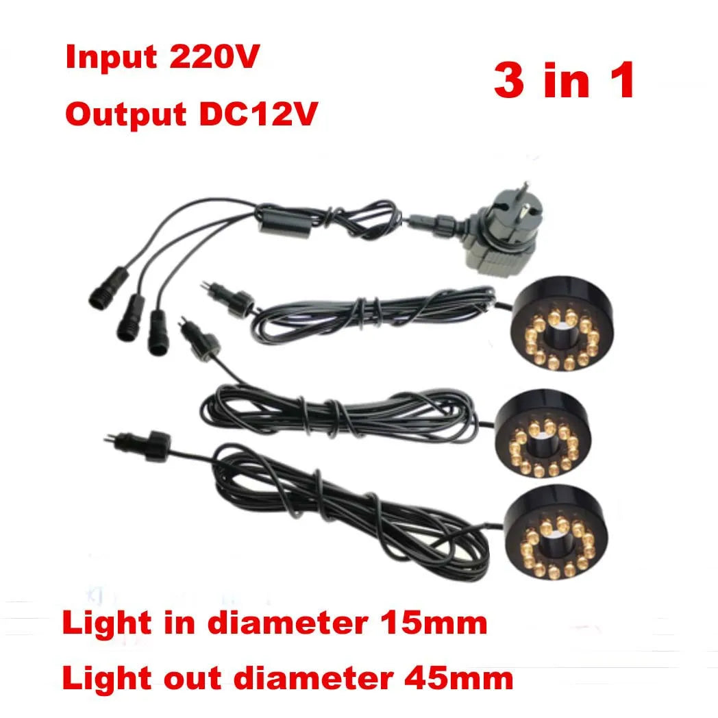 MEMEOKON Underwater LED Circle Light &ndash; IP68 Waterproof 3 in 1 Warm lights / CHINA