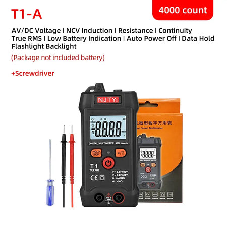 NJTY T1 Pocket Multimeter TrueRMS NCV 600V DC Tester T1-A
