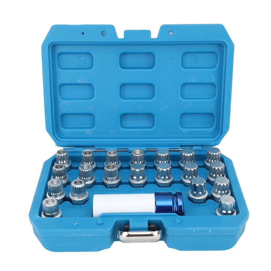 Kit de extracción de tuercas de bloqueo de rueda MINI para R50-53 21 piezas 1/2 pulg. de acero cromado