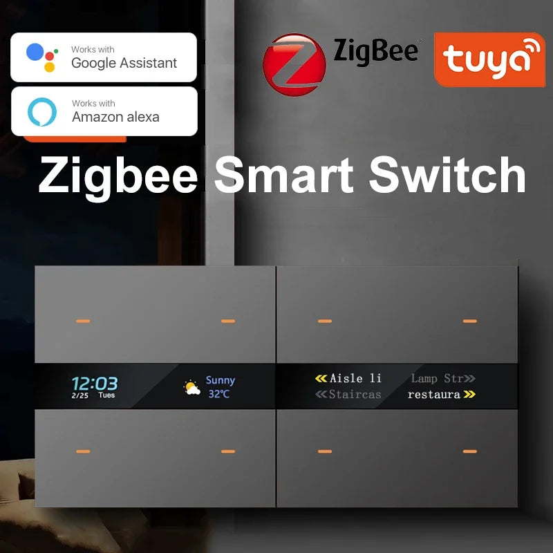 Tuya Zigbee 4 Gang Weather Display Switch &ndash; Time Display