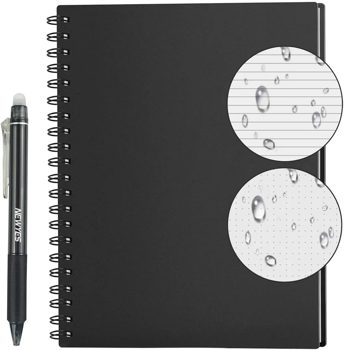 Smart Reusable Notebook A4 A5 A6 - Erasable, Wirebound &amp; Eco-Friendly A4-Dot lined Black / CHINA