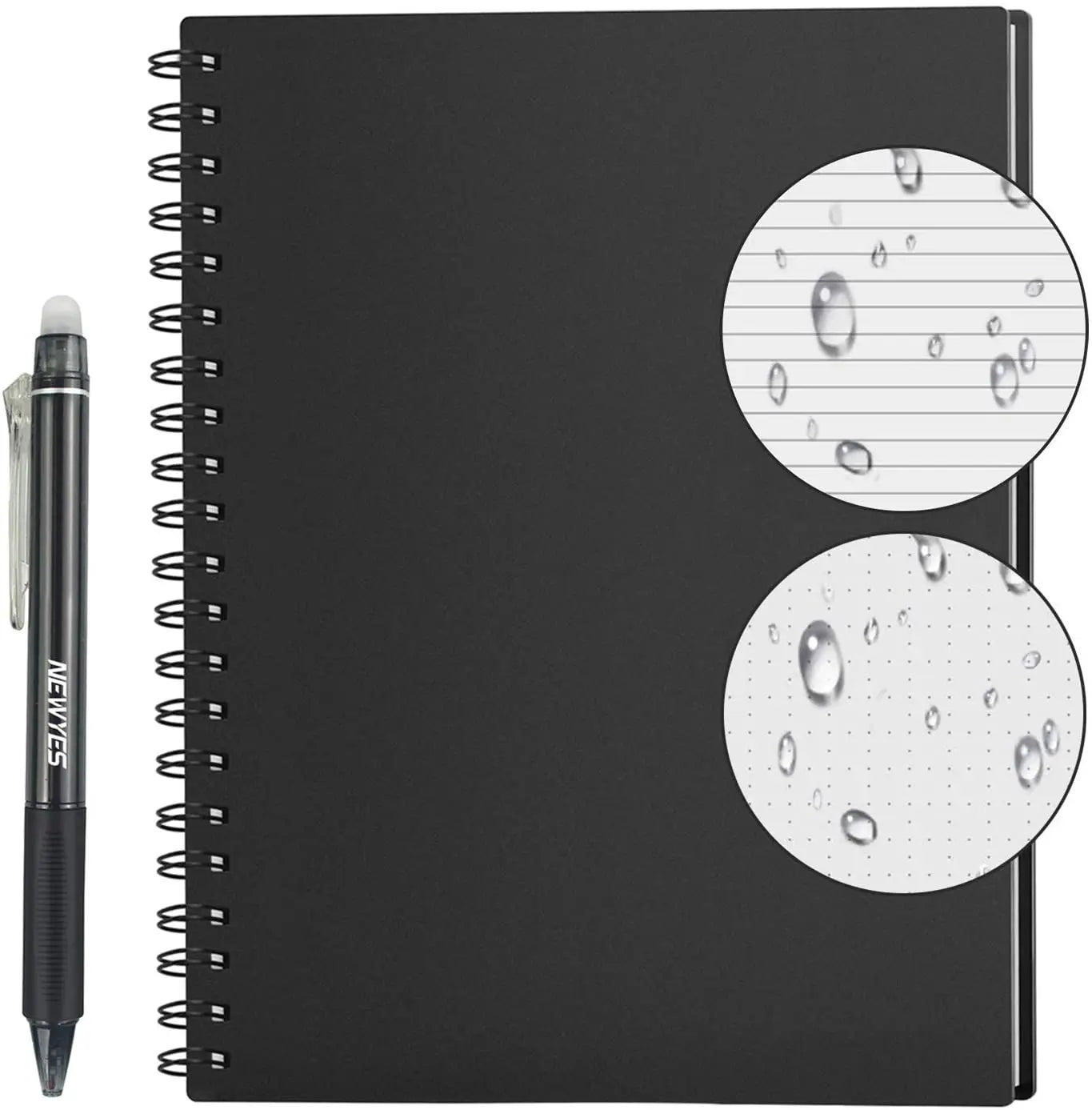 Smart Reusable Notebook A4 A5 A6 - Erasable, Wirebound &amp; Eco-Friendly A4-Dot lined Black / CHINA
