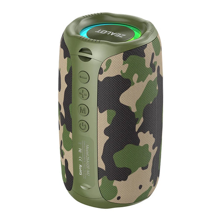 ZEALOT-M2 Bluetooth Speakers 10W Enhanced Bass Portable Outdoor Wireless Speaker 10Hrs IPX5 Waterproof Speaker Bluetooth 5.3 Camouflage