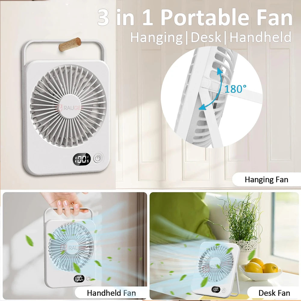 Desk Fan USB Rechargeable &ndash; Five Speed Adjustable 180