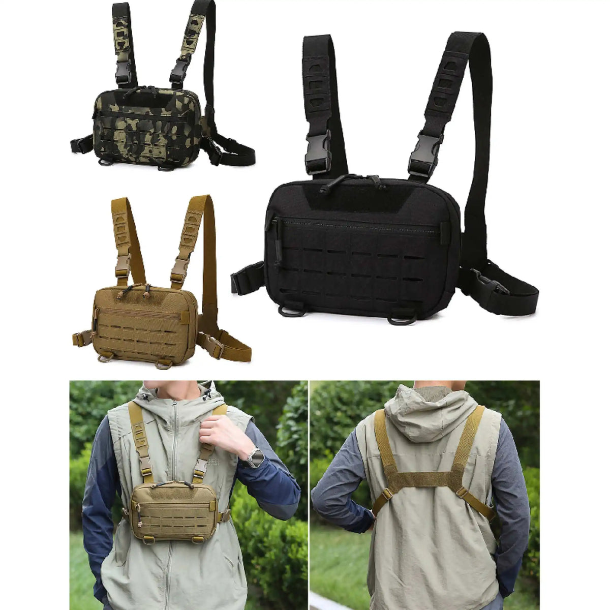 Men's Tactical Molle Chest Bag &ndash; Versatile Front Rig Pouch