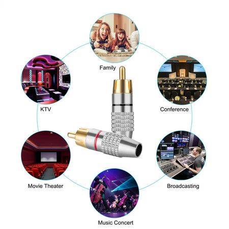 RCA Male Plug 45mm Solderless Gold Connector &ndash; Locking