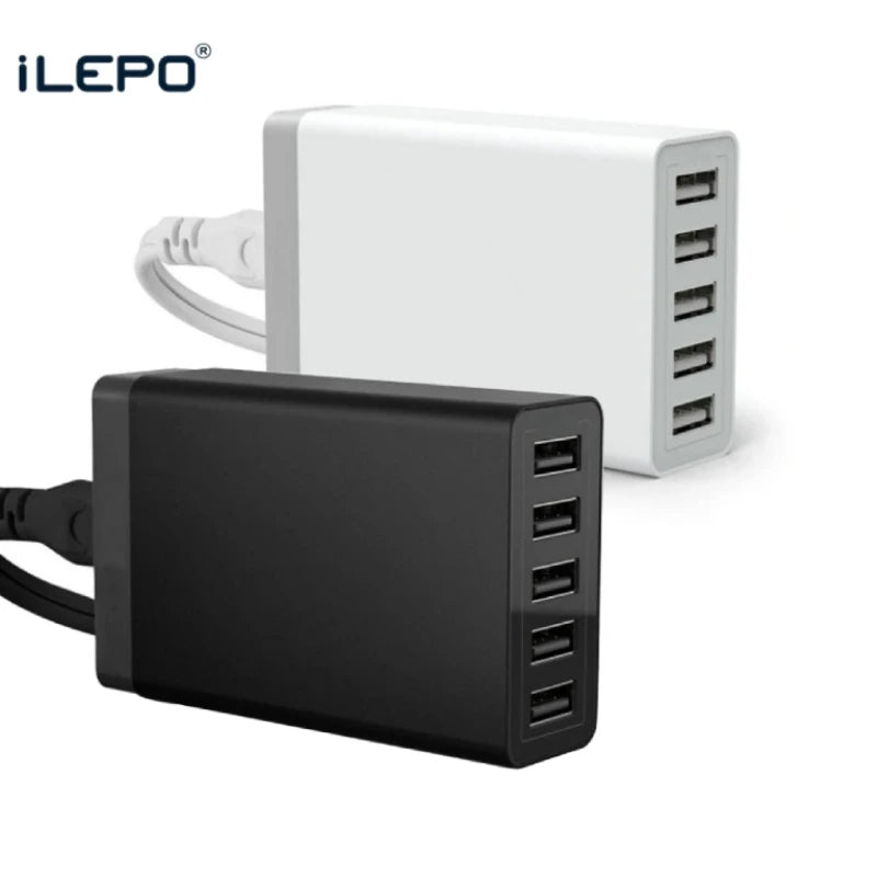 5 Ports USB Charger Desktop Station 40W &ndash; Fast Charge US Plug / Black
