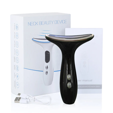 PASTSKY EMS Neck &amp; Face Beauty Massager with LED Photon Therapy Black / CHINA
