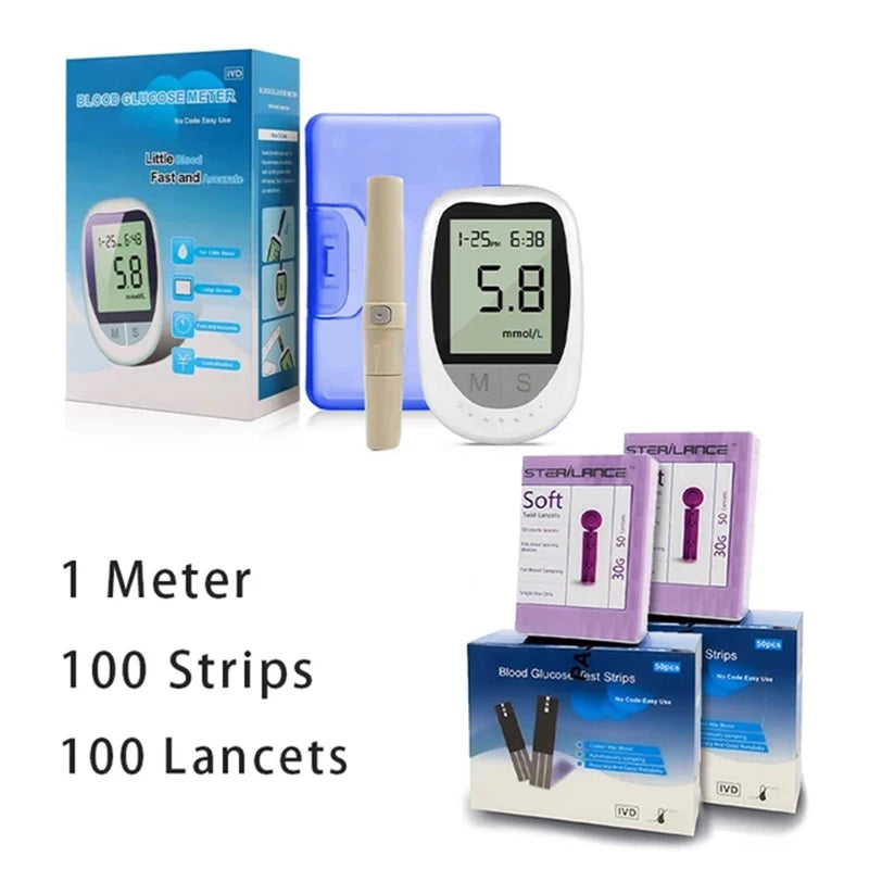 AJC Blood Glucose Meter Medical Glucose Test Strips Lancets Devices ...