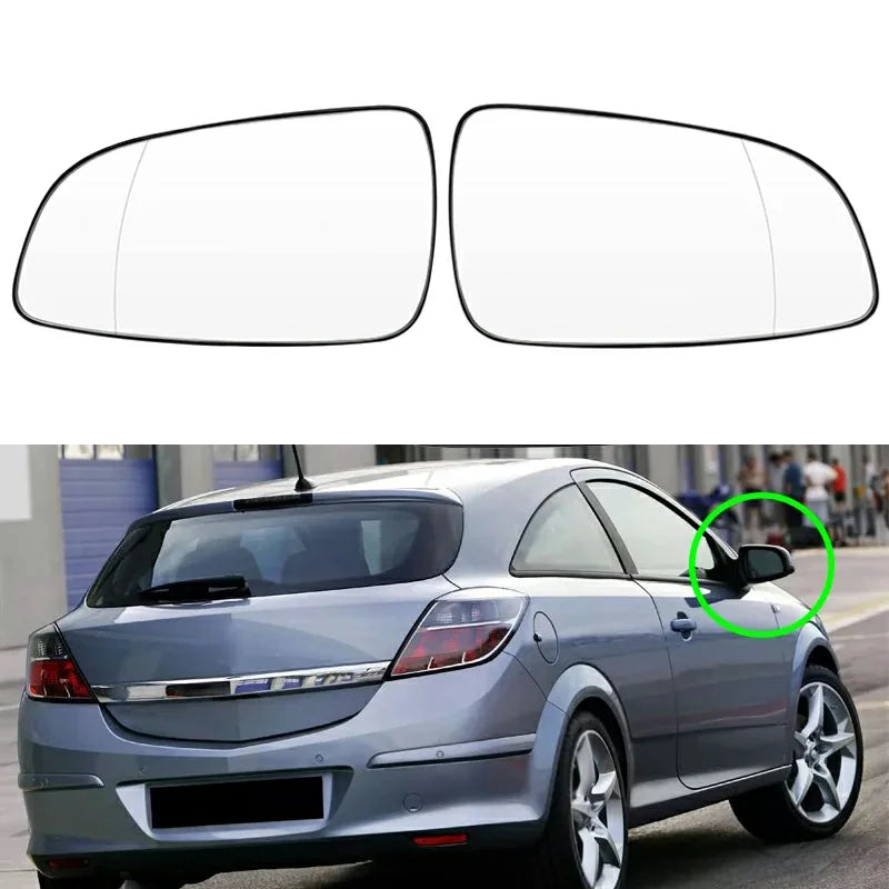 Rear View Mirror Lens for Opel Astra H Heated White Convex Glass ABS Plastic Replacement