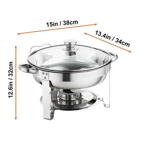 4Qt Round Stainless Steel Chafing Dish Set 2 Pack 2 pack / CZECH REPUBLIC
