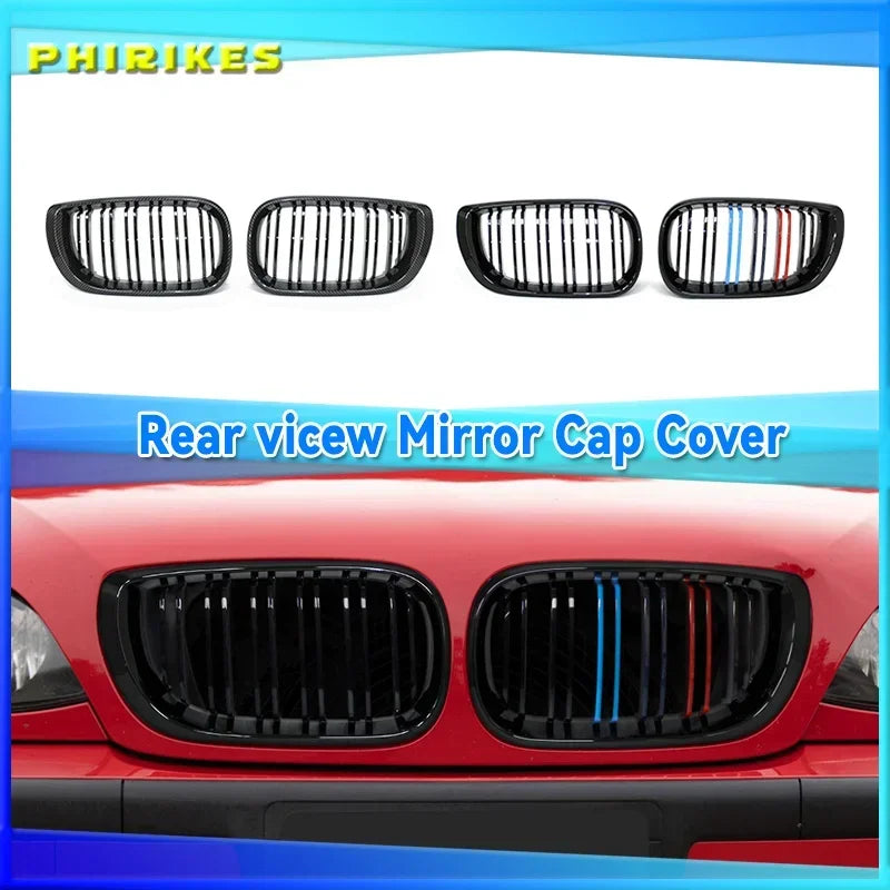 Grelhas Dianteiras para BMW E46 Série 3 2 Lâminas em ABS Preto Brilhante 2003-2006