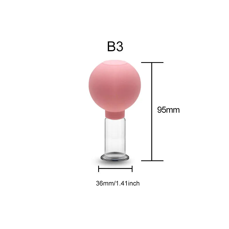 Vacuum Cupping Glass Jar &ndash; Gentle Facial Suction Massage Pink 3