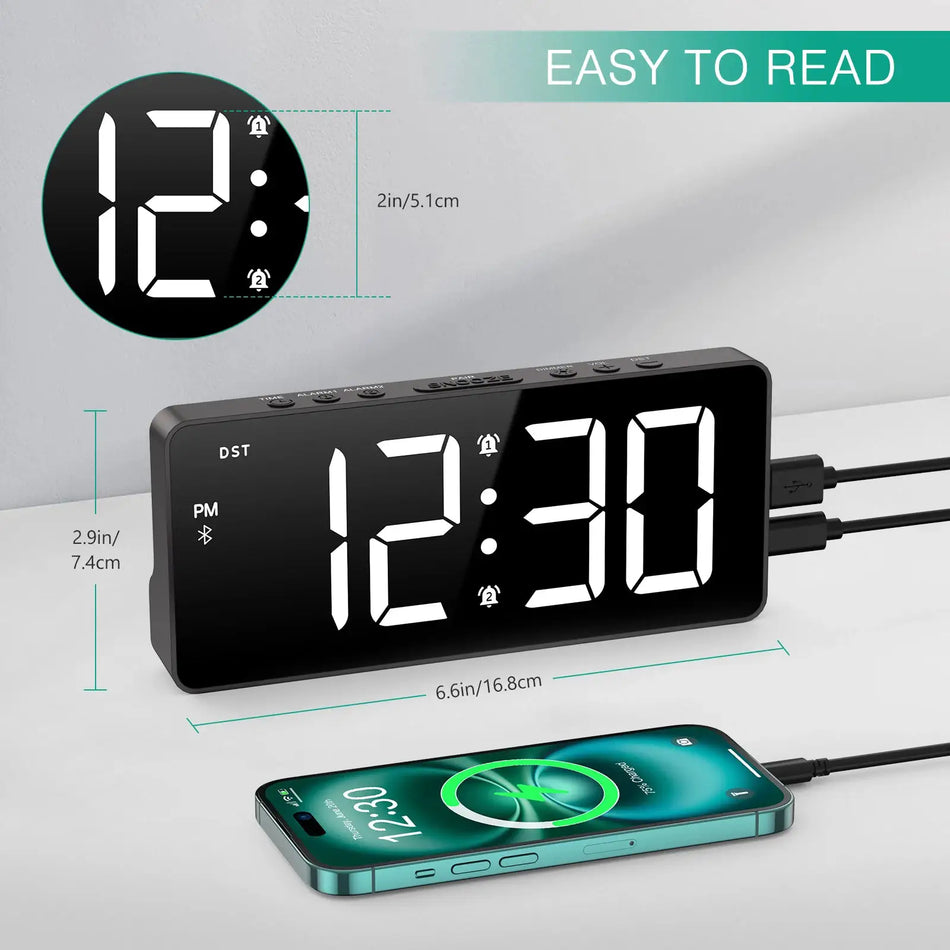 ORIA 7-Inch LED Digital Alarm Clock With Bluetooth Time Sync For Home Office by InterCyprus Trading Ltd
