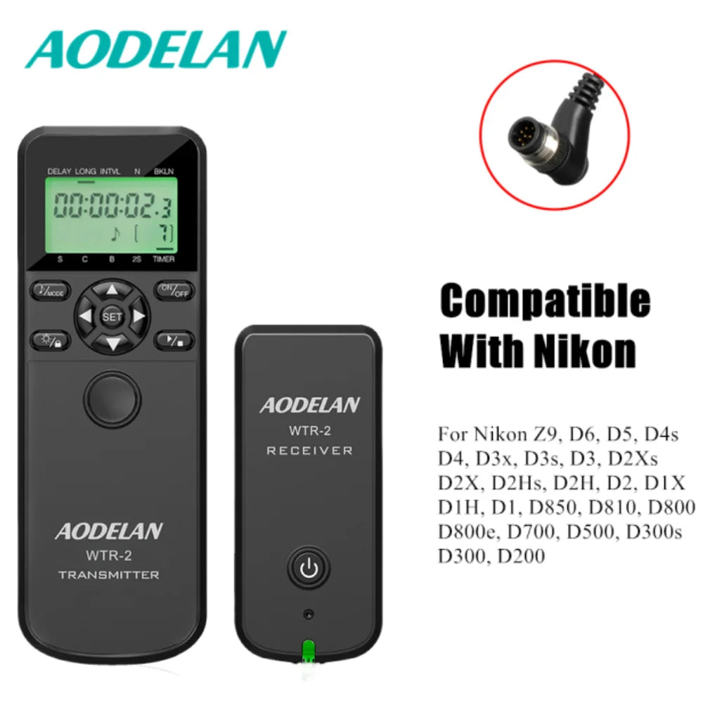 AODELAN Wireless Remote Timer &amp; Trigger for Canon, Nikon, Sony With N8 Cable / China
