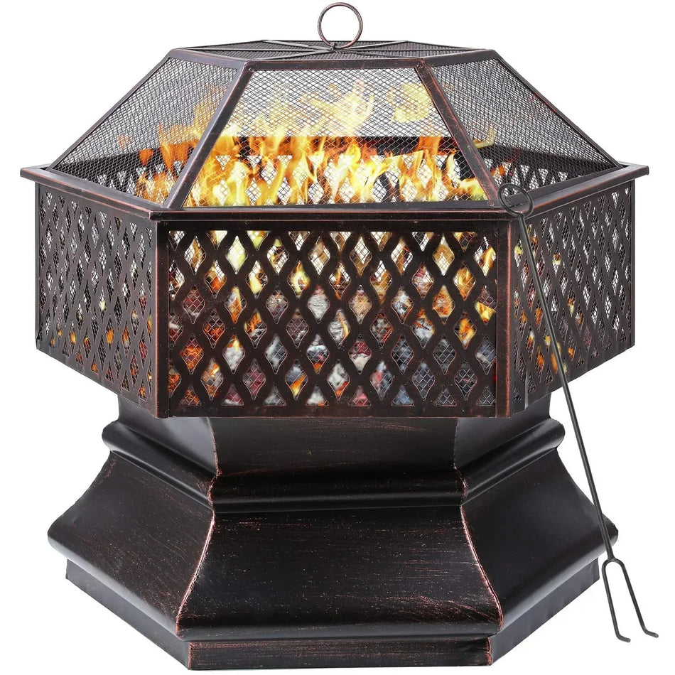 Εξαγωνική σχάρα κήπου 26 ιντσών με κάρβουνο, πυρίμαχη μπριζόλα