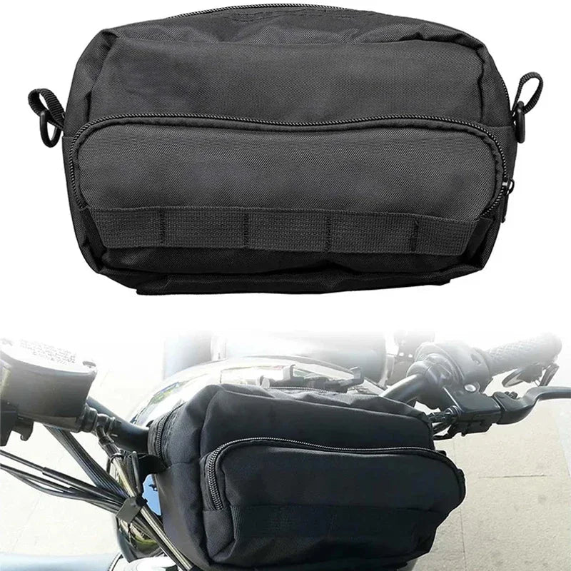 Motorcycle Front Storage Bag &ndash; Universal Fit for Handlebar Convenience black