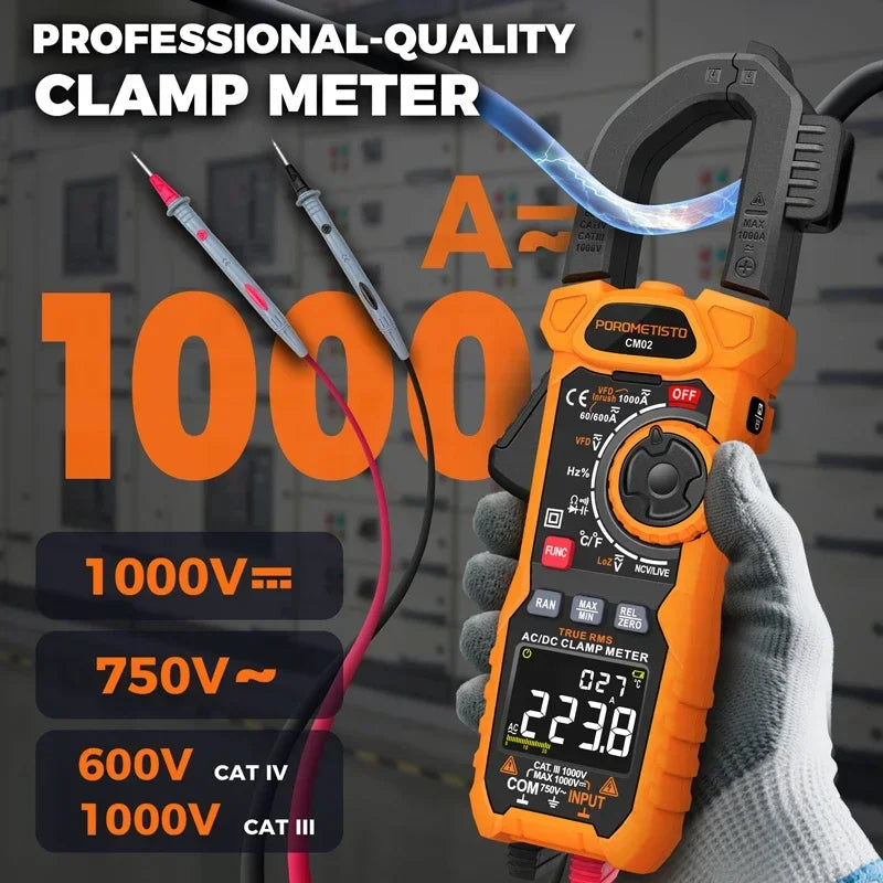 1000A Digital Clamp Meter ACDC Current, Voltage and NCV