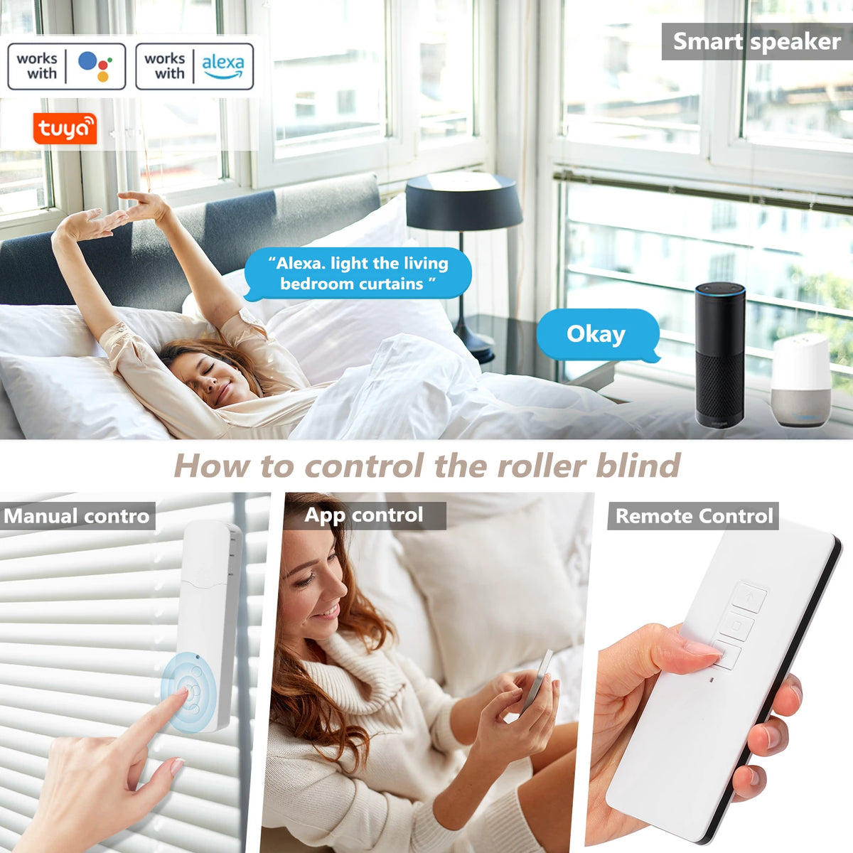 KKMOON Smart Electric Curtain Motor with Voice Control for Roller Blinds