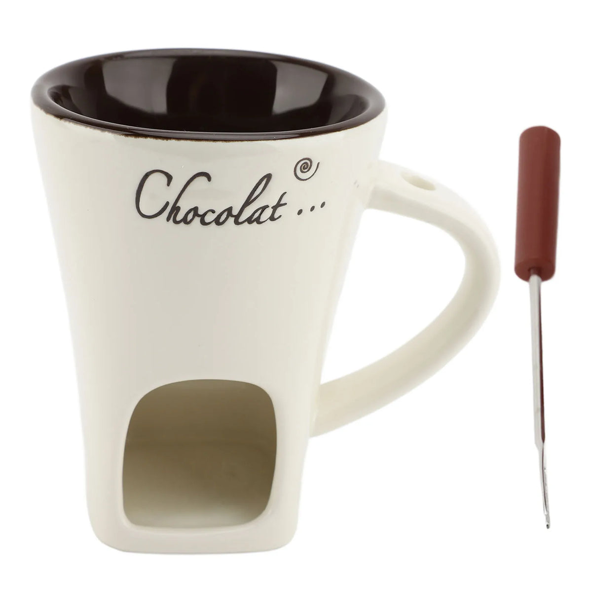 Chocolate Melting Cup Fondue Mug &ndash; Ceramic Butter Warmer WHITE