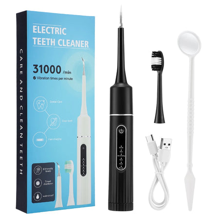 Electric Teeth Cleaner - High Frequency Cleaning Benefit 1 head Black