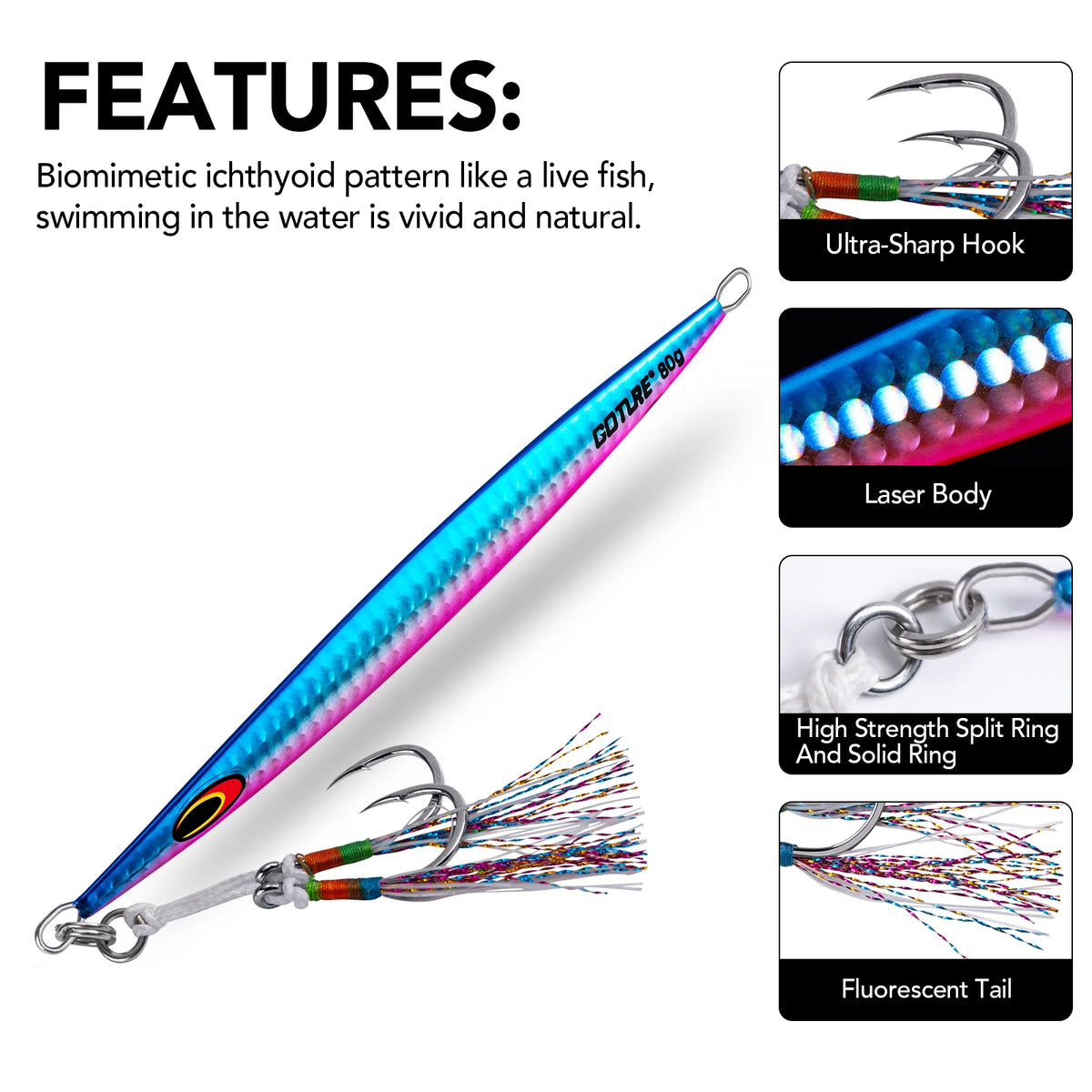 Goture Luminous Slow &amp; Fast Sinking Jig Fishing Lure for Saltwater Casting