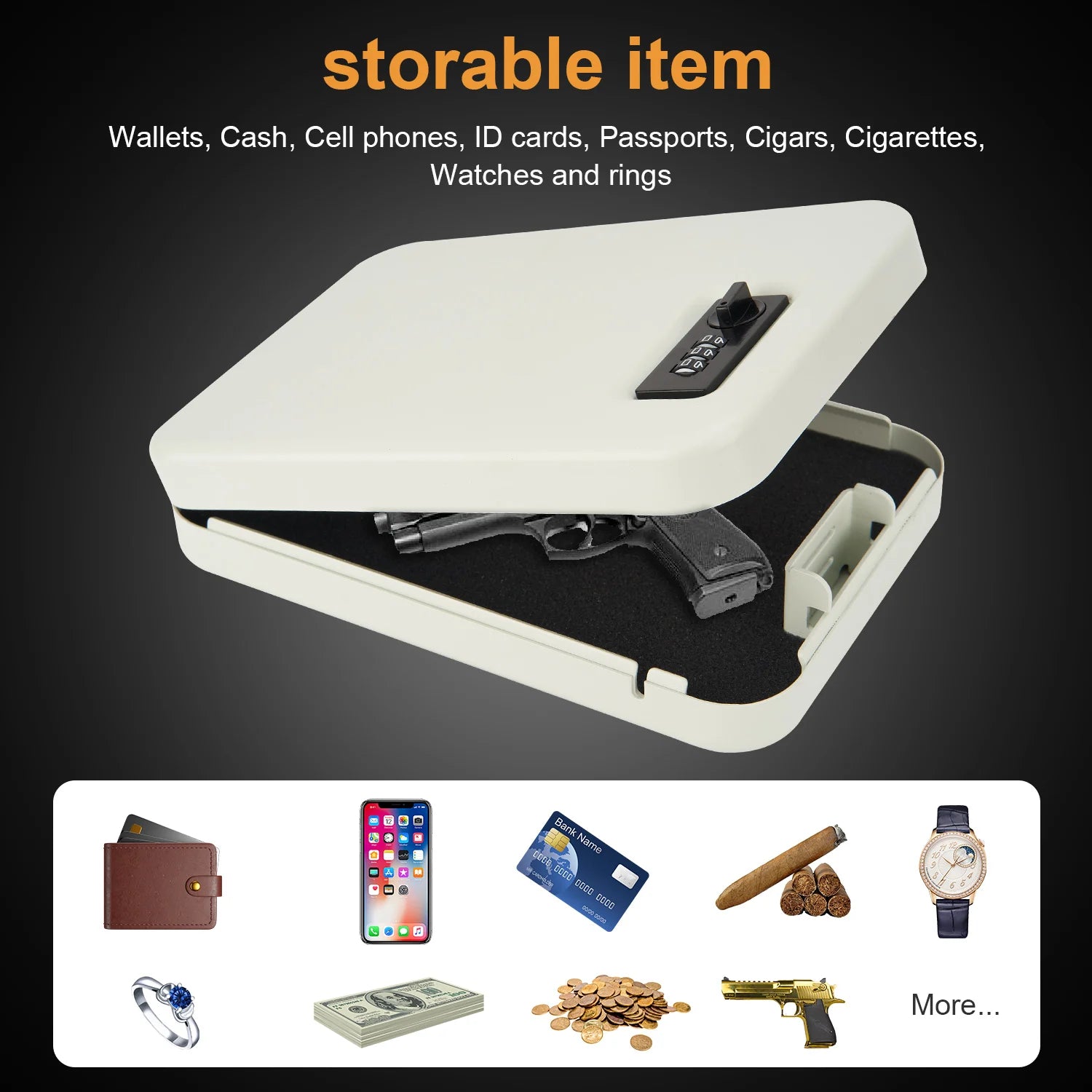 Dialing Wheel Password Gun Safe Box &ndash; Three Digit Security