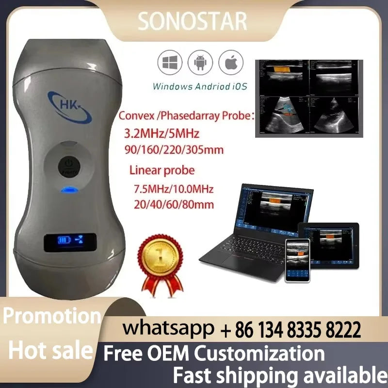 Bezprzewodowa ultradźwiękowa podwójna głowica sondy kolorowej Dopplera 3w1