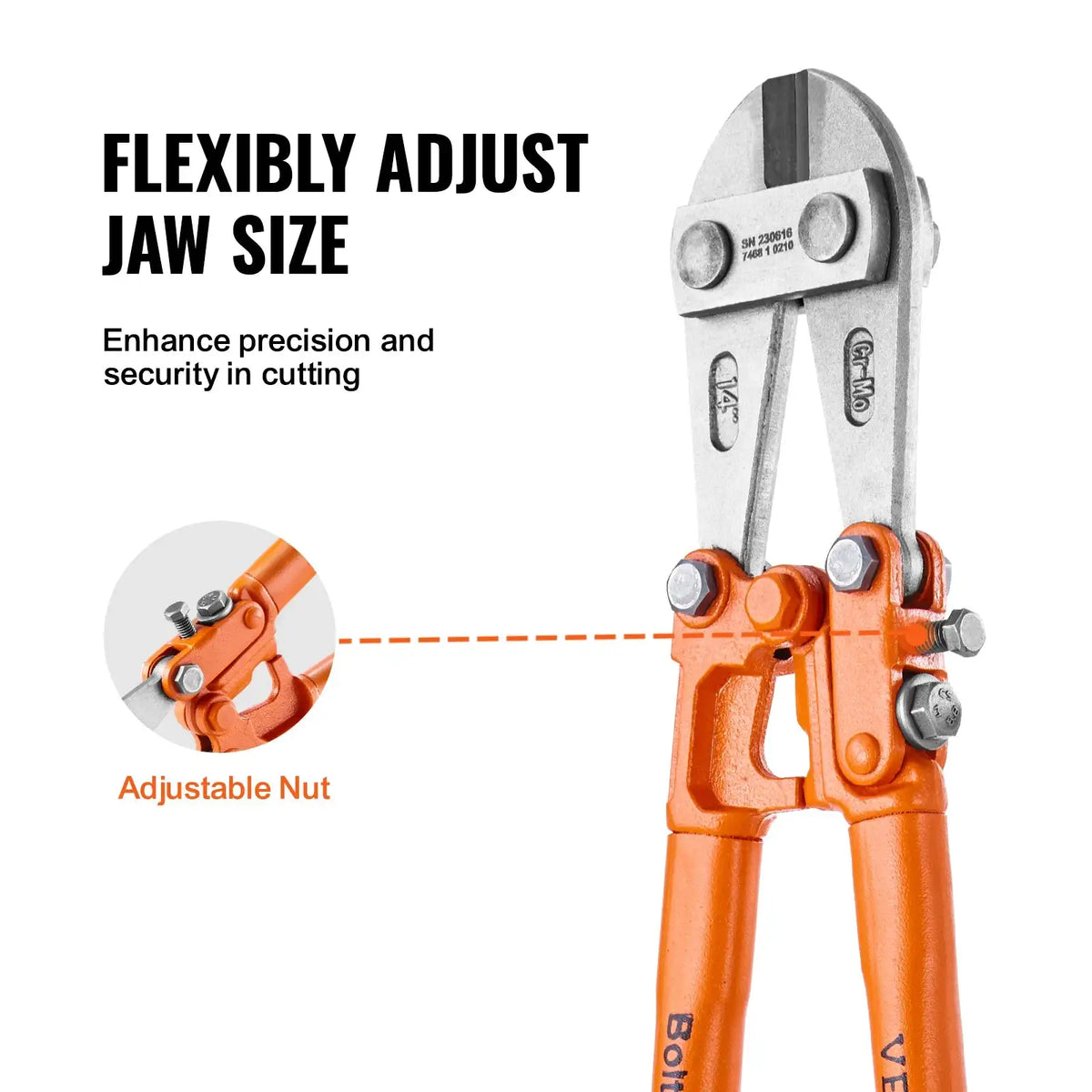 Bolt Cutter 8in 14in 18in 24in &ndash; Adjustable Jaw