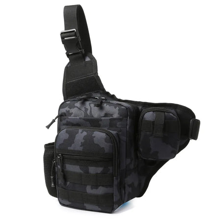 Camping Climbing Bag Chest Pouch &ndash; Crossbody Molle Utility Black Camo