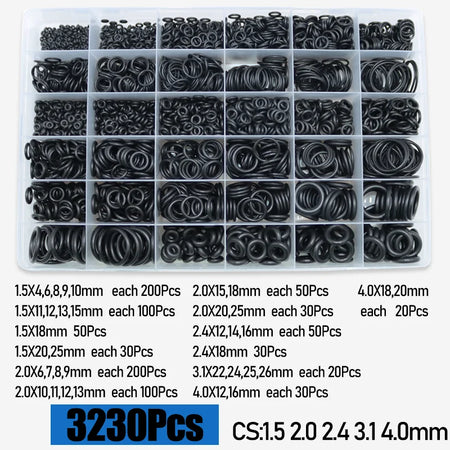 3230p Rubber O Ring Sealing Washer &ndash; Oil Resistant Durable Seal 3230pcs / Metric