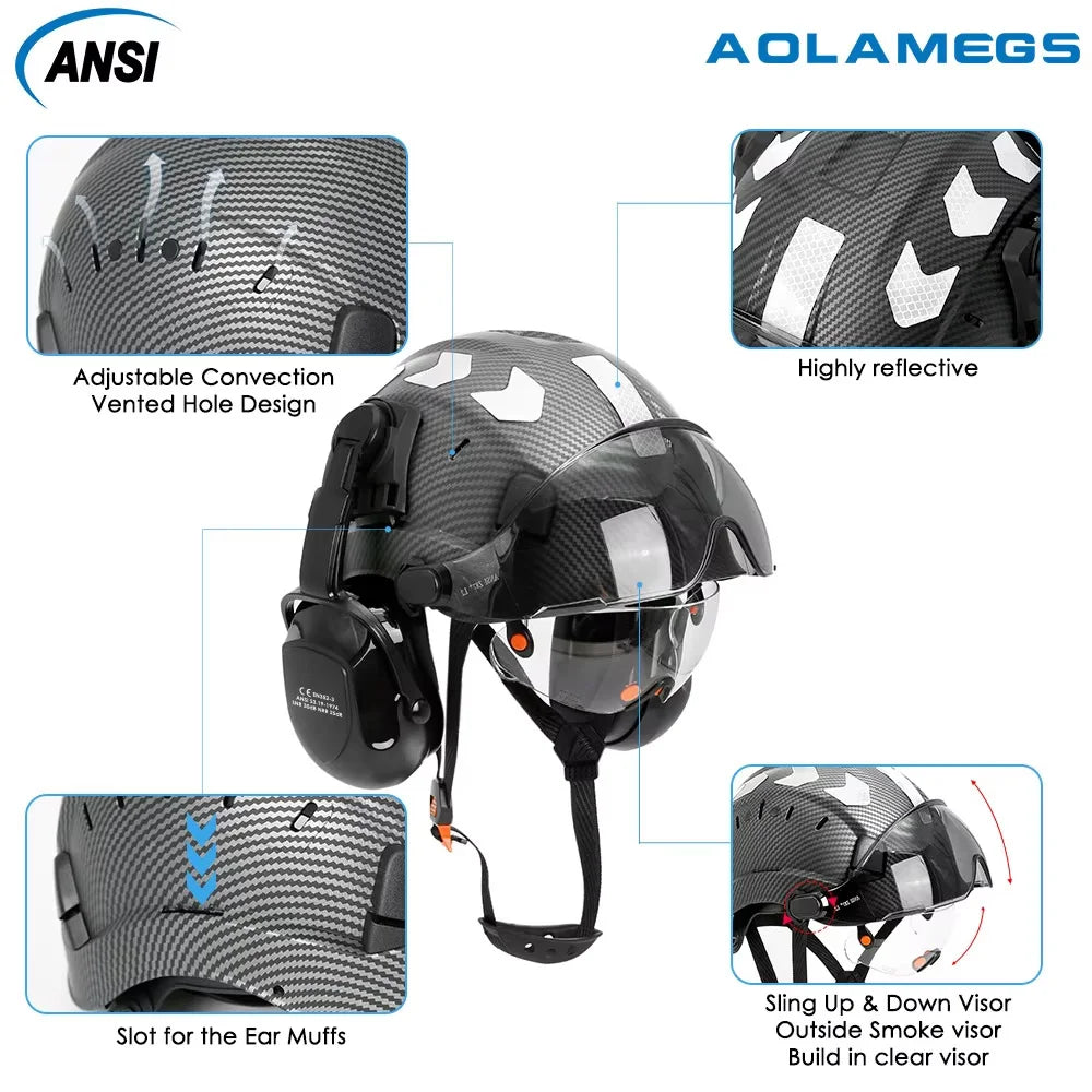 CE Carbon Fiber Pattern Safety Helmet &ndash; Reflective Stickers