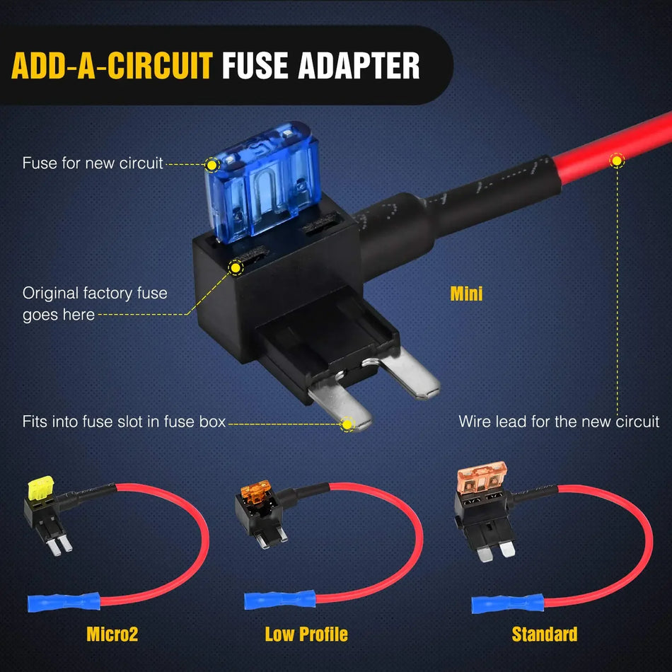 10 Pack 12V Auto Fuse Holder Tap Adapter For Micro Mini Standard ATM Blade Fuses