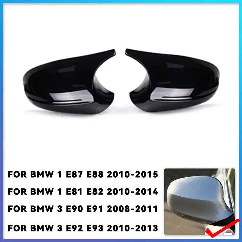 2X BMW E90 E91 E92 E93 Mirror Covers M3 Style Side Caps ABS Black 1