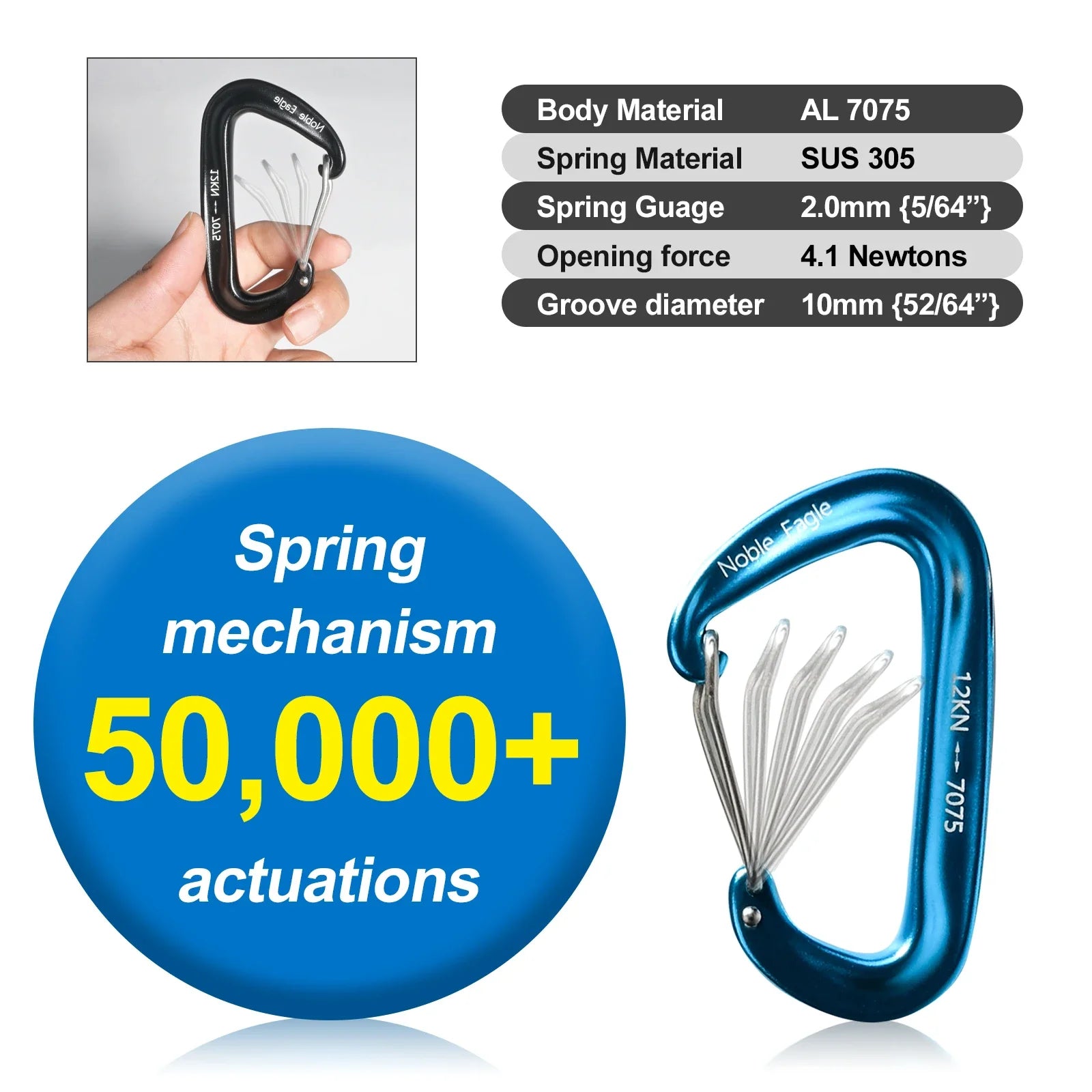 6Pcs 12kN Carabiners Set &ndash; Ultra Lightweight Outdoor Use