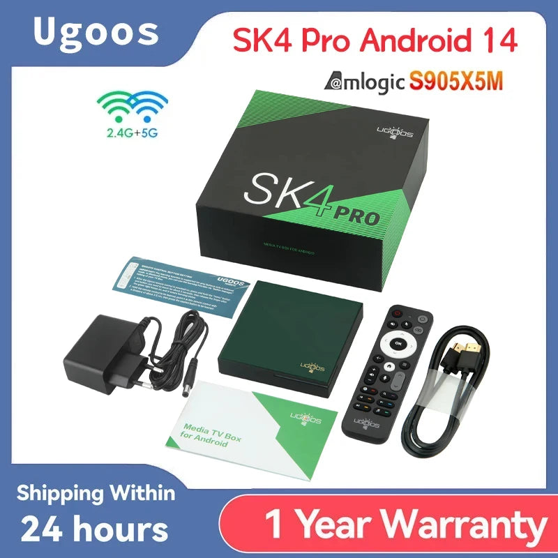 Android 14 Smart TV Box With Metal Case, 64GB Storage, 4K HDR