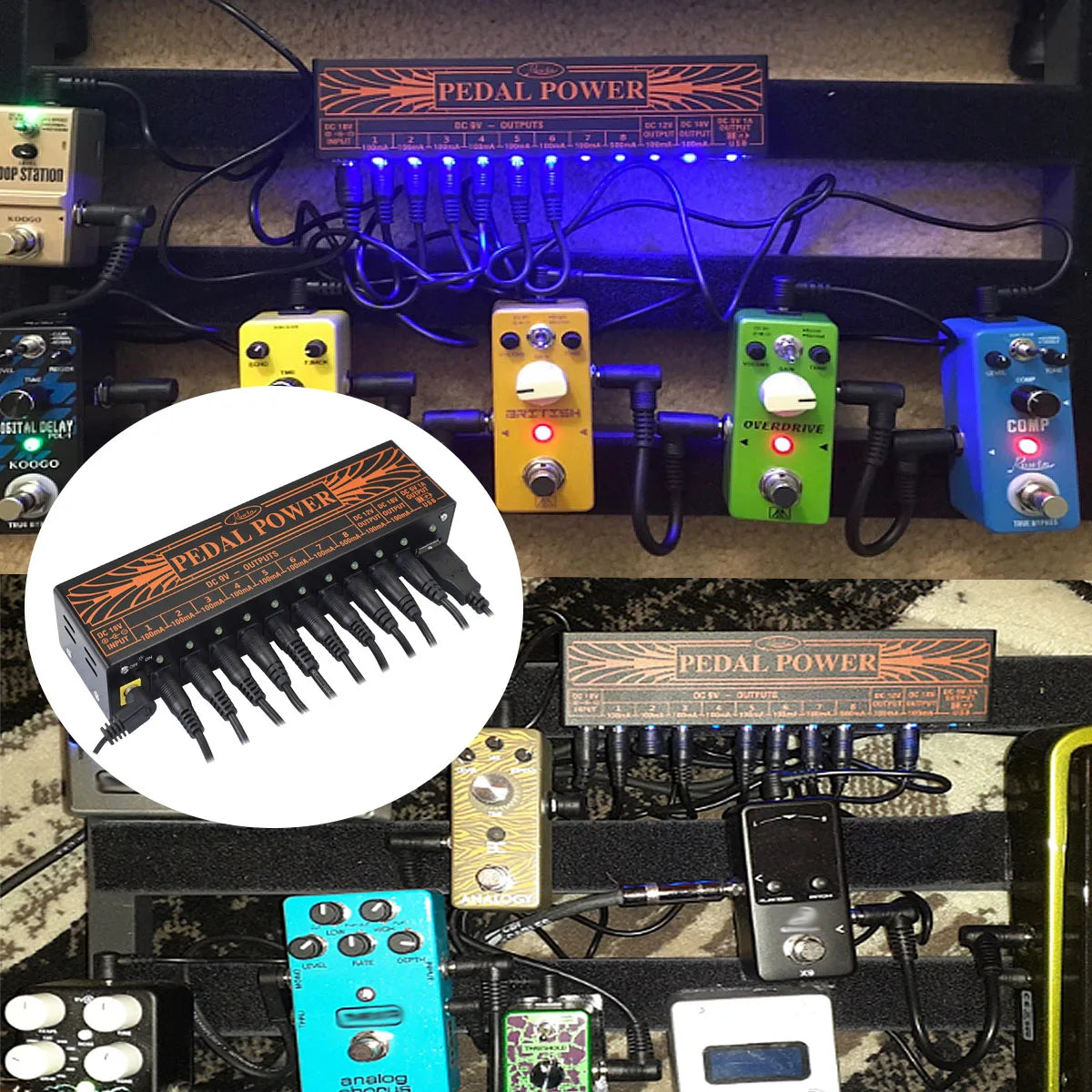 Rowin PW-01 Guitar Pedal Power Supply &ndash; 10 Isolated Outputs