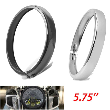 Motorcycle Black Chrome 5.75 Inch Headlight Trim Ring &ndash; Stylish Custom Fit for Harley Sportster and Dyna