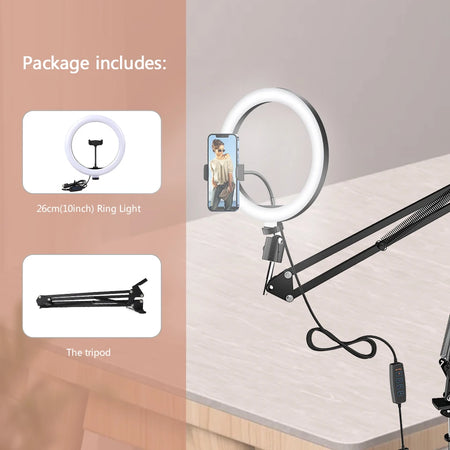 BTFOOR LED Circle Fill Lighting Ring Light with Phone Tripod Stand for Makeup and Photography NO bluetooth 26CM / CHINA