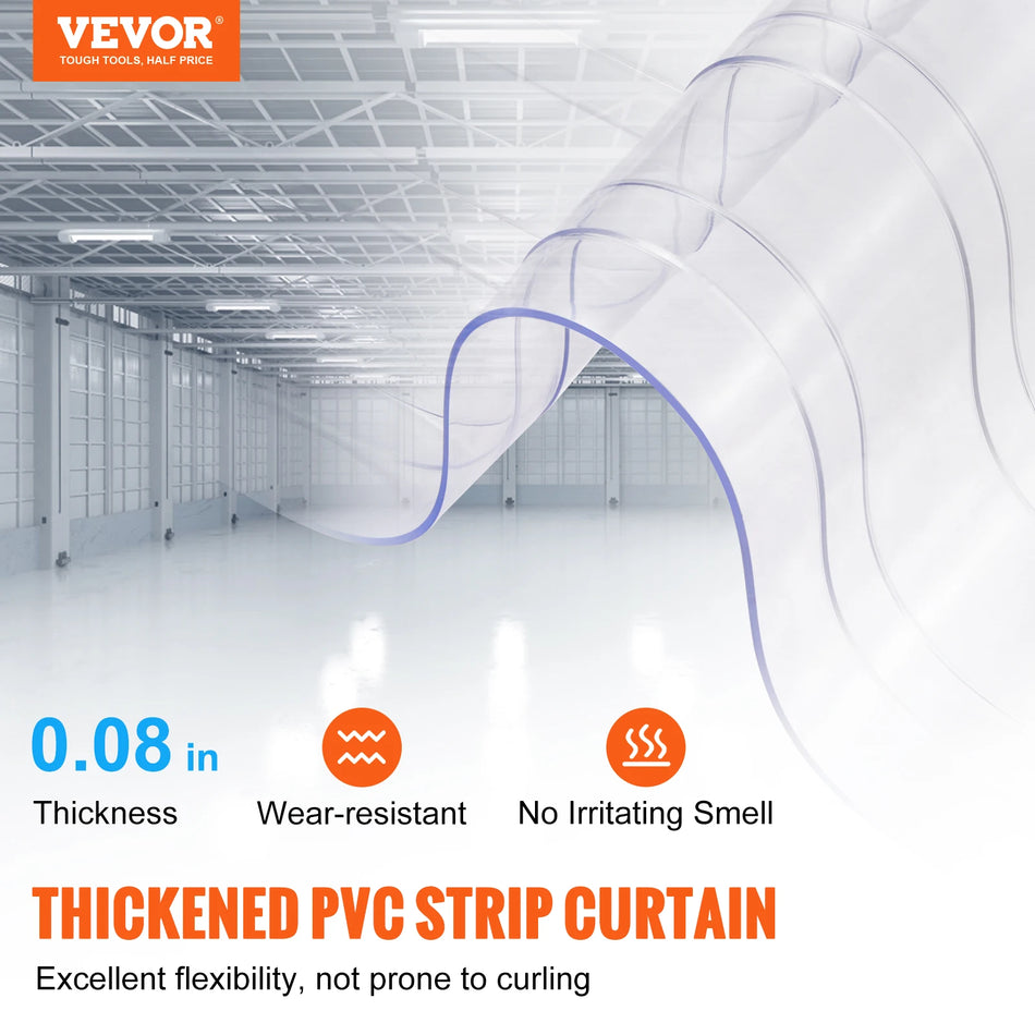 VEVOR 150ft Clear Ribbed Strip Curtain - Durable PVC Roll